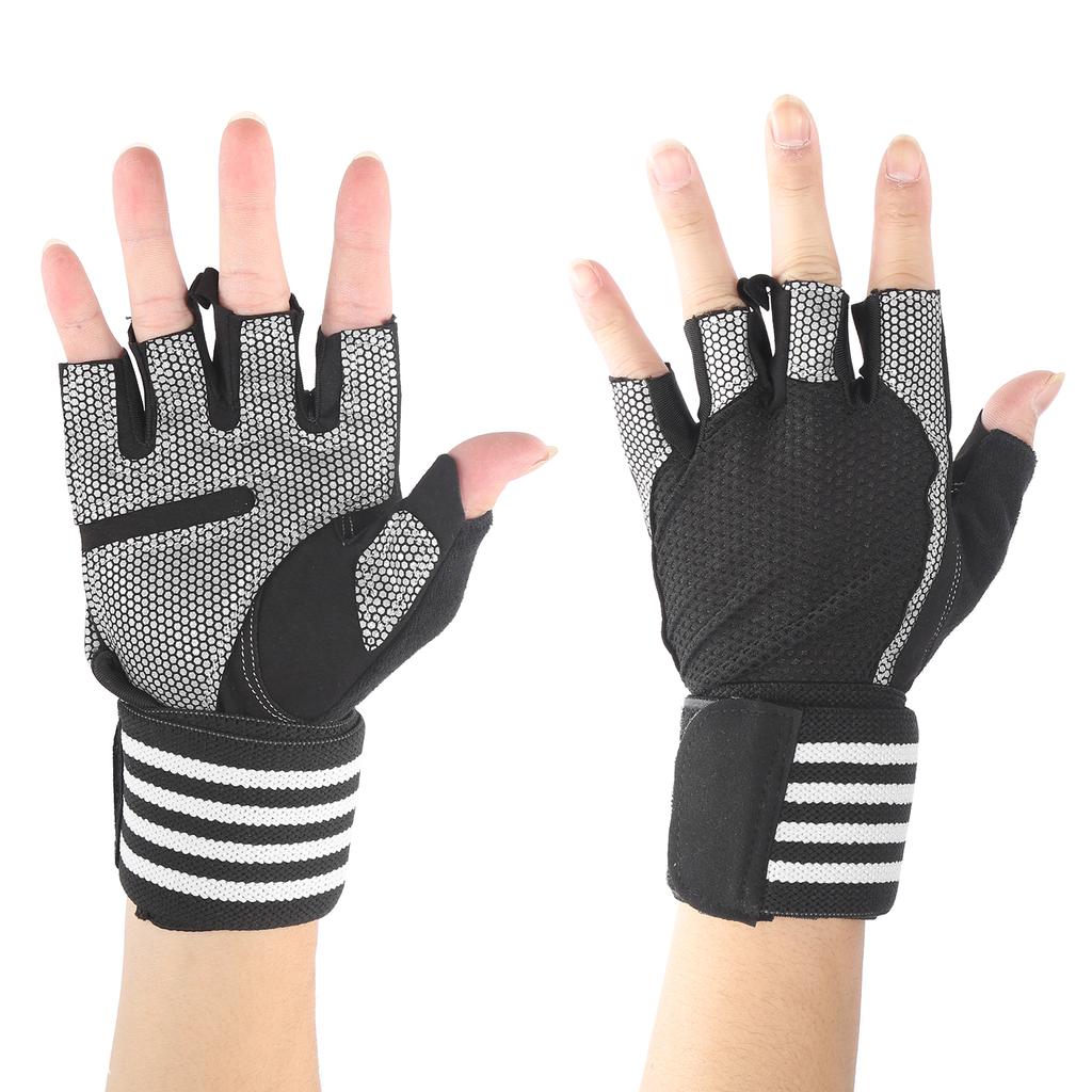 Half Finger Cycling Protective Gloves AntiSlip Brthable Gloves(Red )