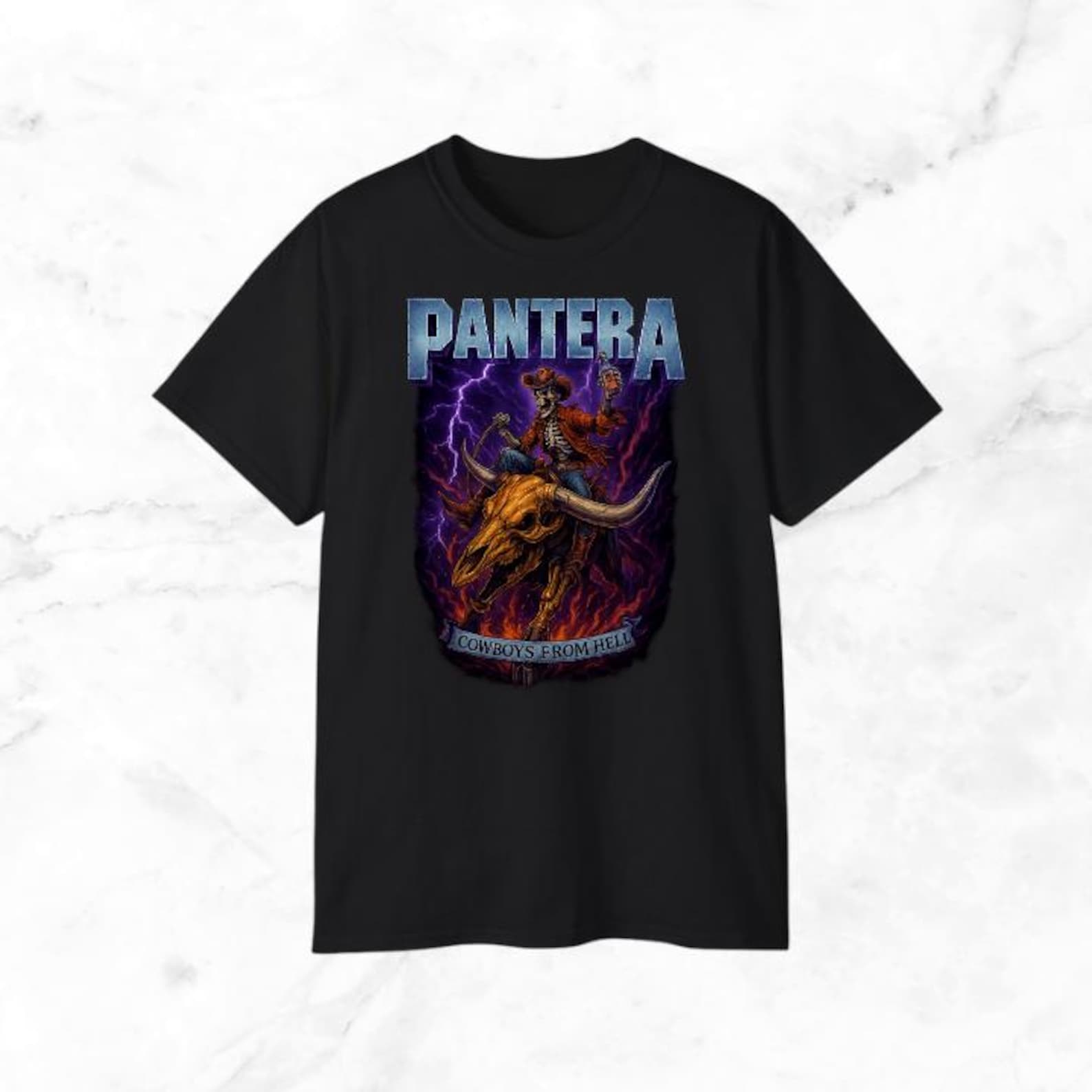 Pantera Bull Rider Adult Cotton Black T-Shirt Unisex 2XL