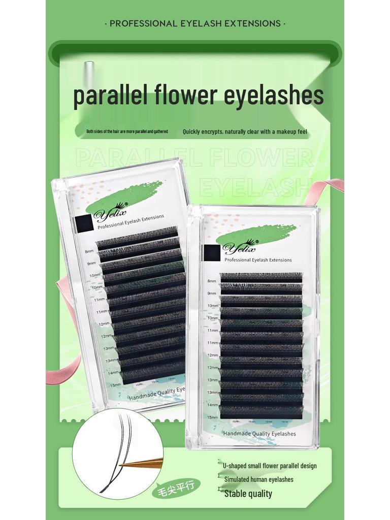 Double Sheng U-förmige Samtblume Wimpernverlängerungen - Natürlich, Nicht haarend, Superweich für den Salongebrauch.