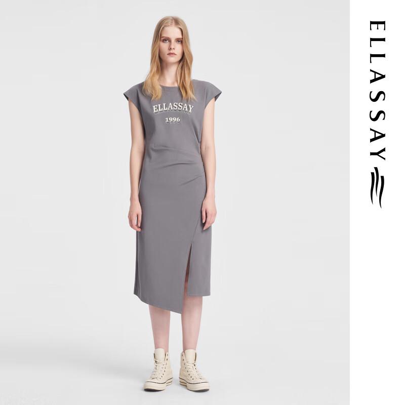 

ELLASSAY Women s LOGO Print Slit Cotton T-Shirt Dress S