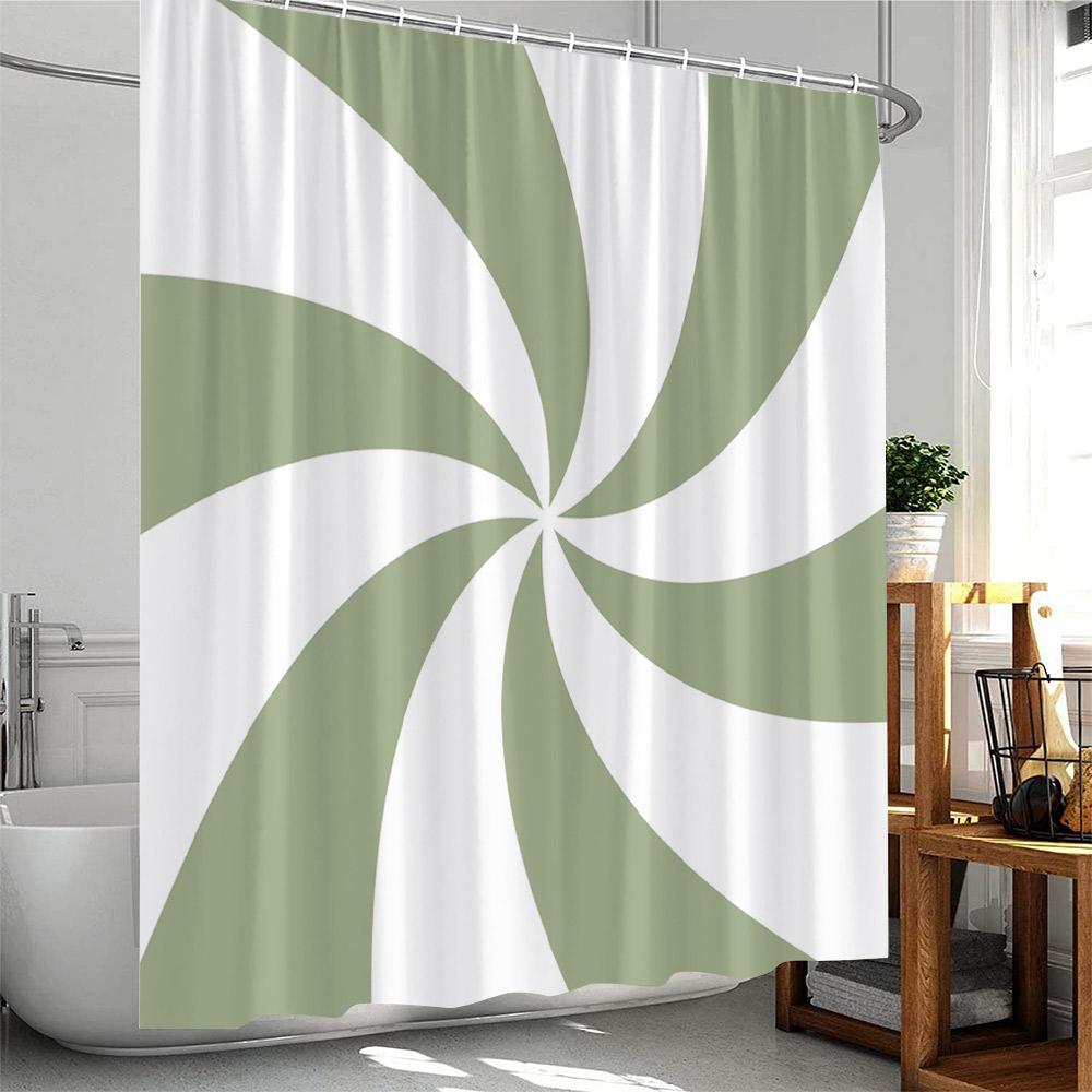 

Geometric Abstract Shower Curtain Simple Solid Colorful Vortex Art Bathroom Decor Pink Green Polyester Bathtub Curtain With Hook W60H190(CM)-1 Pcs