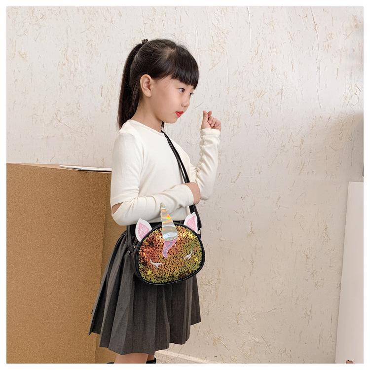 Iridescent Unicorn Cartoon Princess Crossbody Bag for Baby Girls
