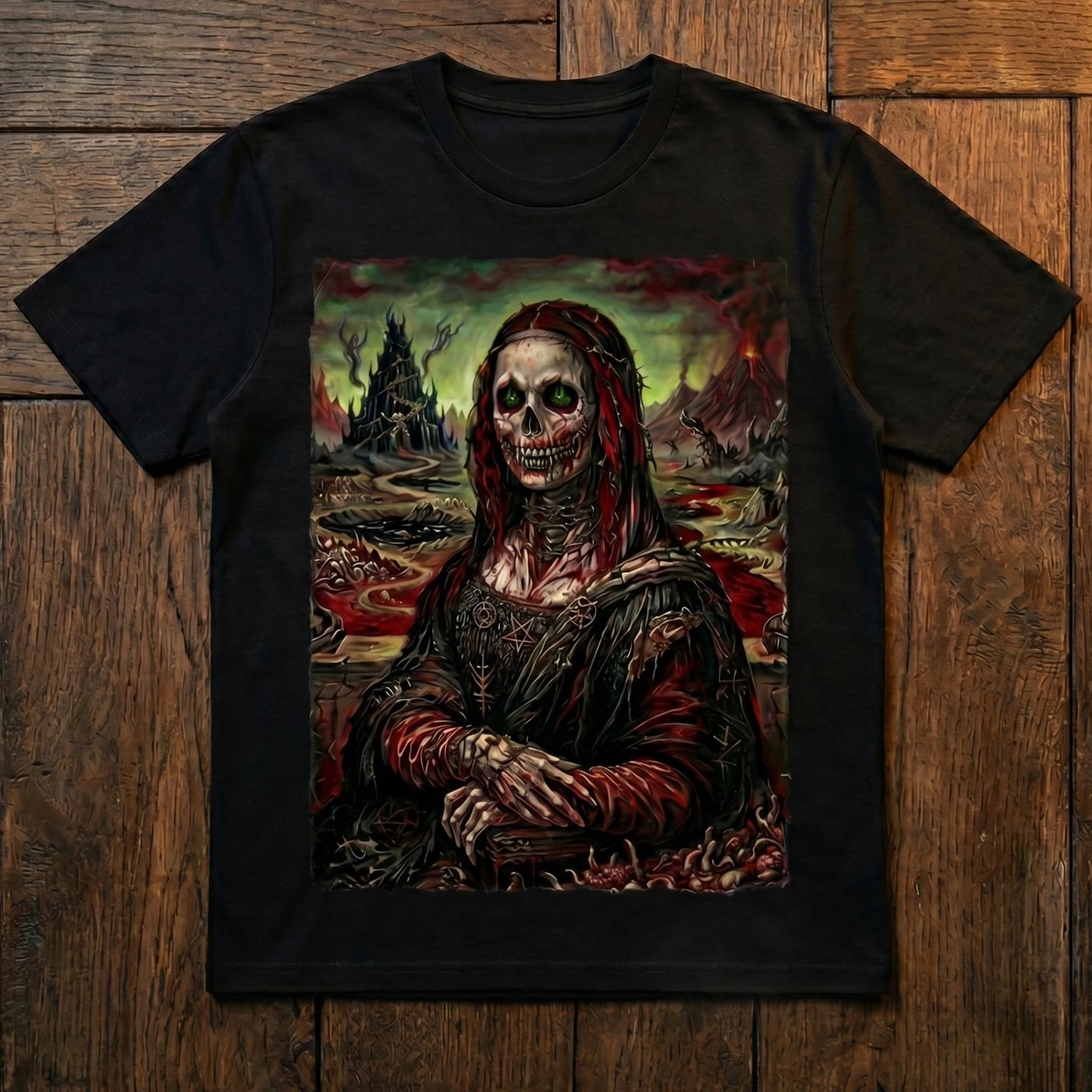 Gothic Mona Lisa Shirt • Creepy Da Vinci T-Shirt • Dark Art Graphic Tee • Heavy Metal Clothing • Occult Horror TShirt • Unisex Alt Fashion M