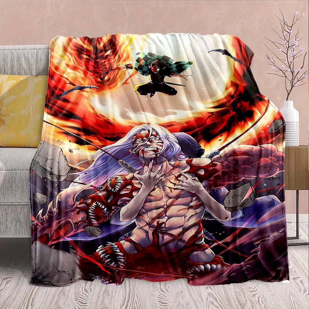 Demon Slayer Anime Flannel Blanket - Soft Warm Perfect for Sofa, Bedding Camping Travel Office Home Decor -QJY
