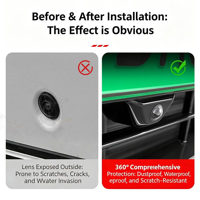 Car 360 Panoramic Camera Lens Protective Cover HD Transparent Anti-collision 1 Pair Fit for Most Sedan SUV Cars