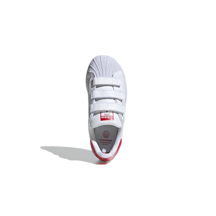 Adidas Originals SUPERSTAR Cf C Lace Up Breathable Low top Kids' Skateboarding Shoes White Red FX7170