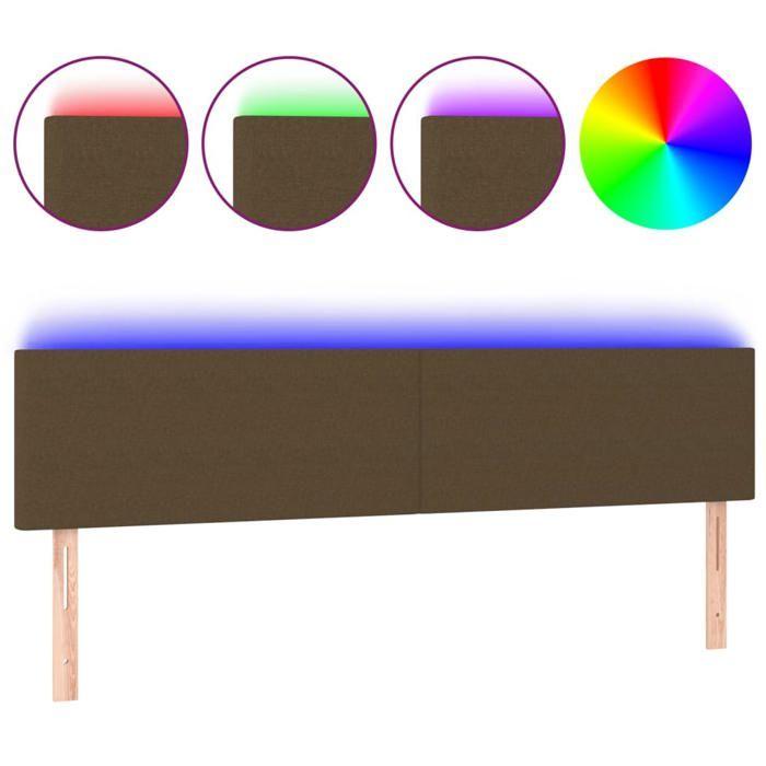 VidaXL Tête de Lit à LED Meuble de Chambre à Coucher Accessoire de Lit Double Tête de Cadre de Lit Intérieur Marron Foncé 3121341
