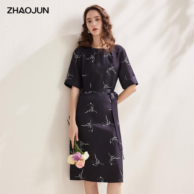 Zhaojun Women s Mulberry Silk Printed Half-Sleeve Dress XL