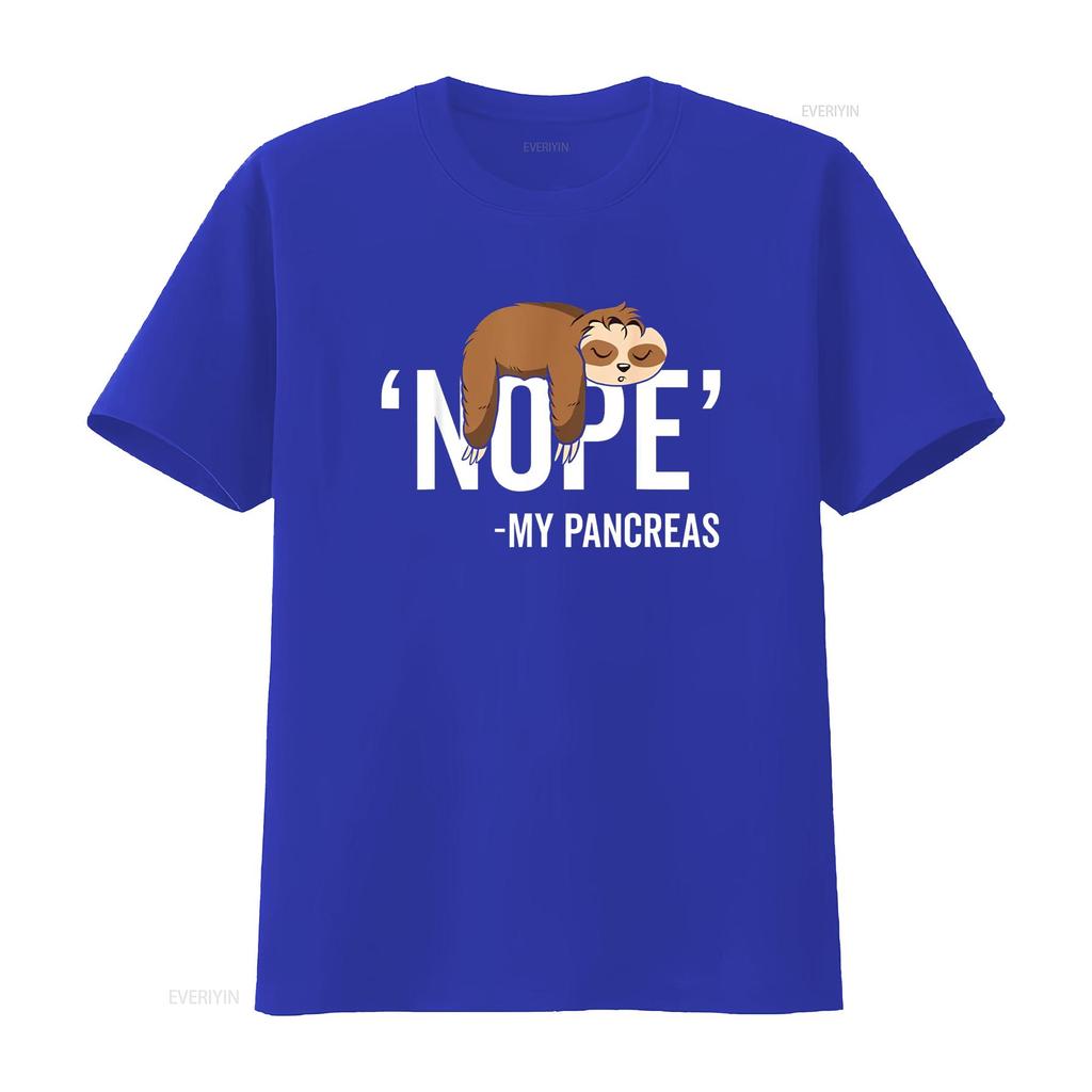 Nope My Pancreas Cute Sloth Type 1 T1D Diabetes Funny T Shirt vintage Washed Comfortable Stylish Casual Top For Everyday Wear