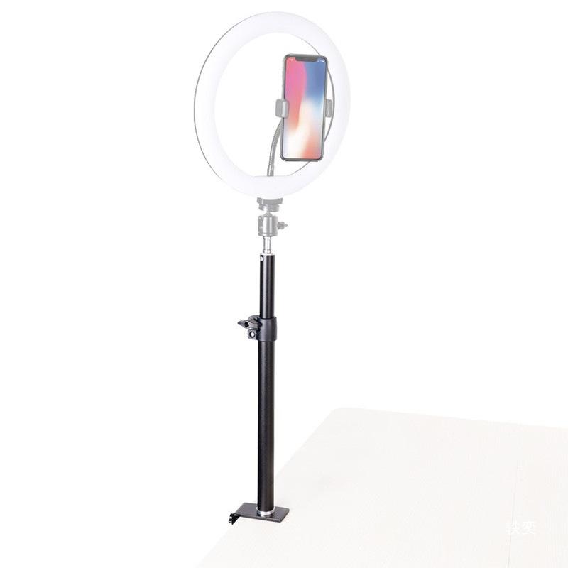 All-Metal C-Type Retractable Live Stream Stand with Phone Clip and Selfie Light