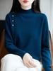 Autumn 2025 Women's Knitted Sweater with High Neck & Button Detail
