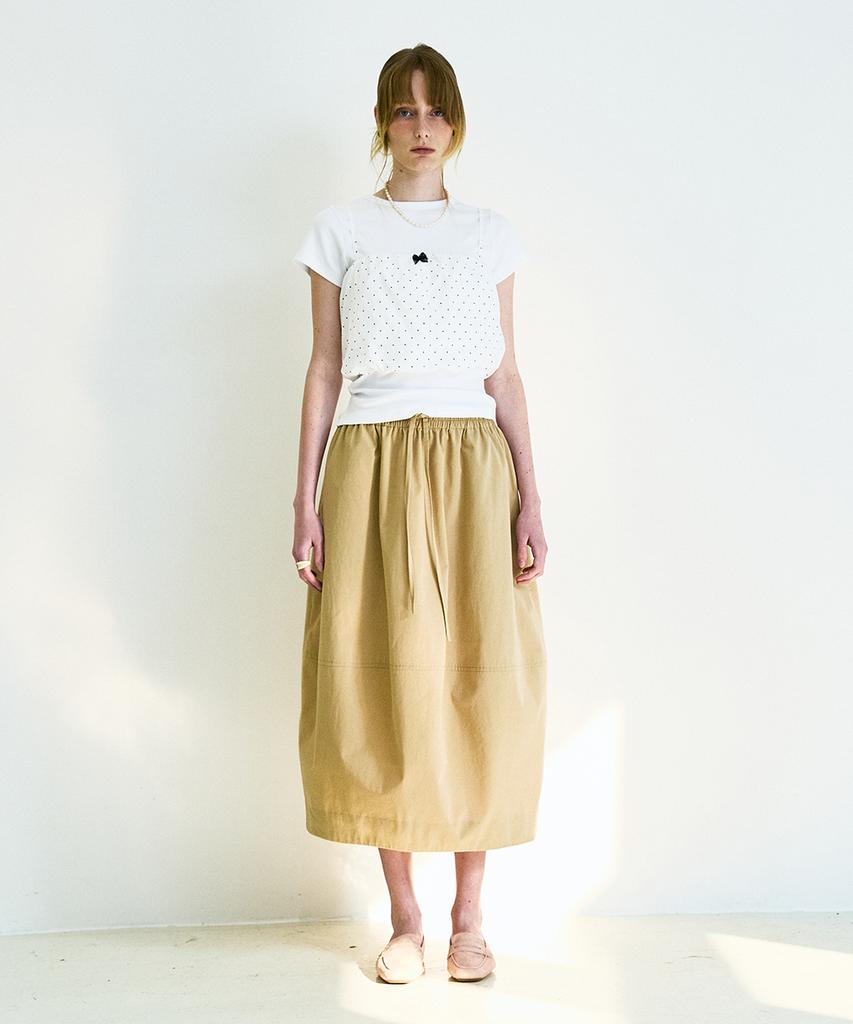 COQUET Ribbon Dot Tube Top Ivory