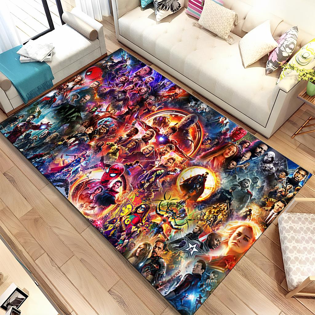 HD Cartoon Marvel Avengers Spiderman Teppich für Zuhause Wohnzimmer Schlafzimmer Sofa Fußmatte Dekor, Kinderteppich Rutschfeste Bodenmatte