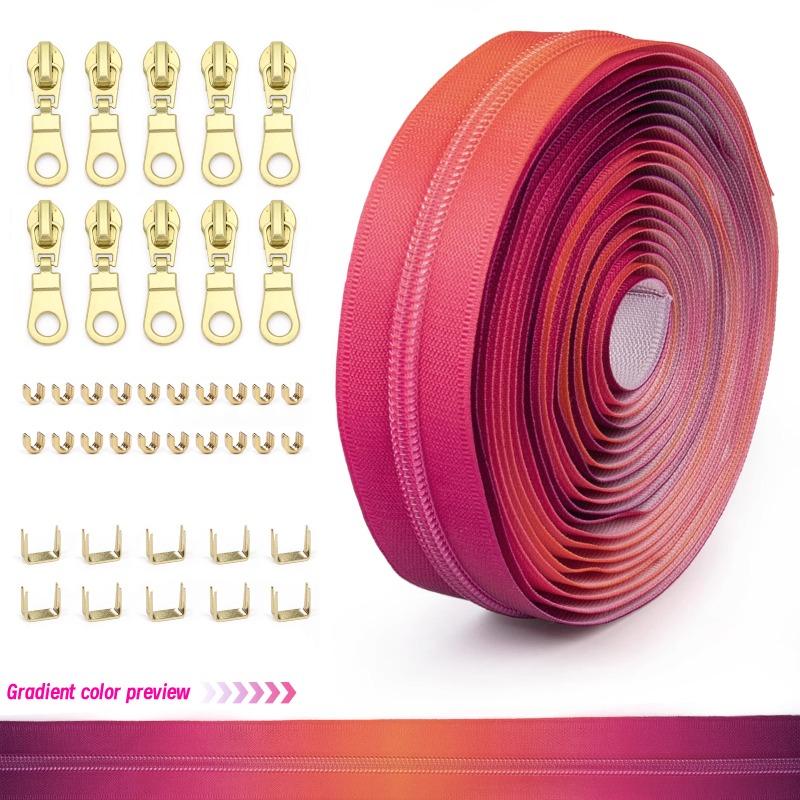 

No. 5 Nylon Colorful Nylon Code Package 4.5 M Zip-up 10 Zipper Head Suitable for Home Sewing DIY Replacement Zipper