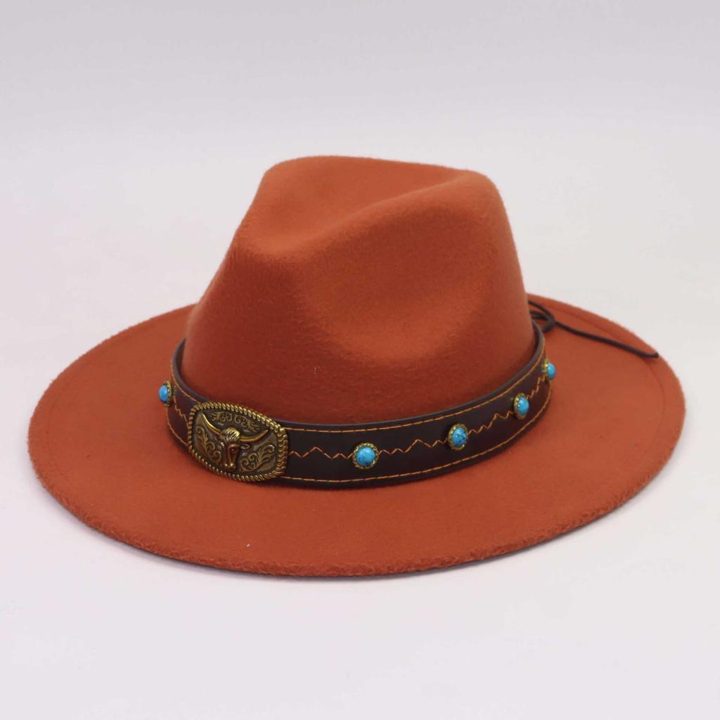 New Fashion High-end Western Cowboy Hat Vacation Travel Ethnic Style Tibetan Woolen Jazz Top Hat