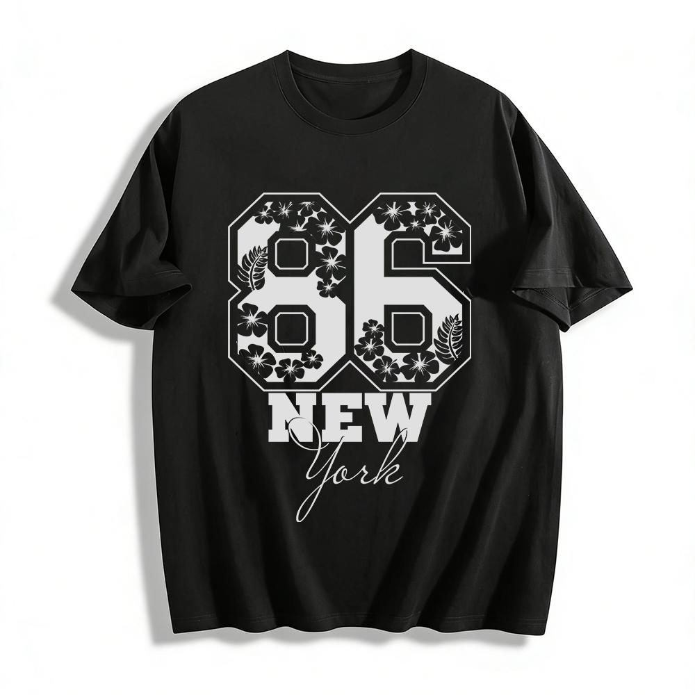 

Hawaiian Style 86 Print Casual Short Sleeve T-Shirt New York Pure cotton T-shirt XXS
