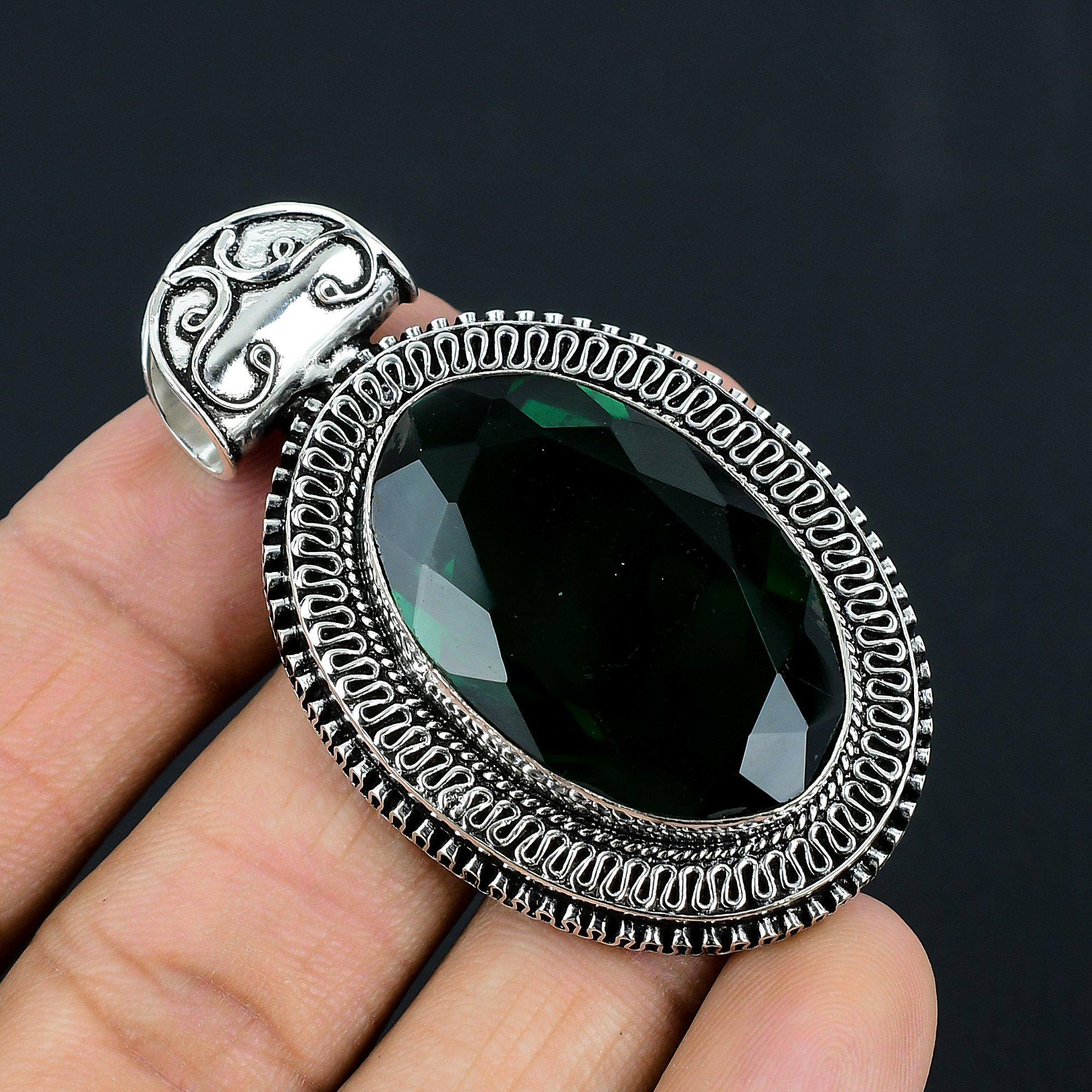 

Хром-диопсид, драгоценный камень, стерлинговое серебро 925 пробы, женские ювелирные изделия, подвеска в стиле бохо