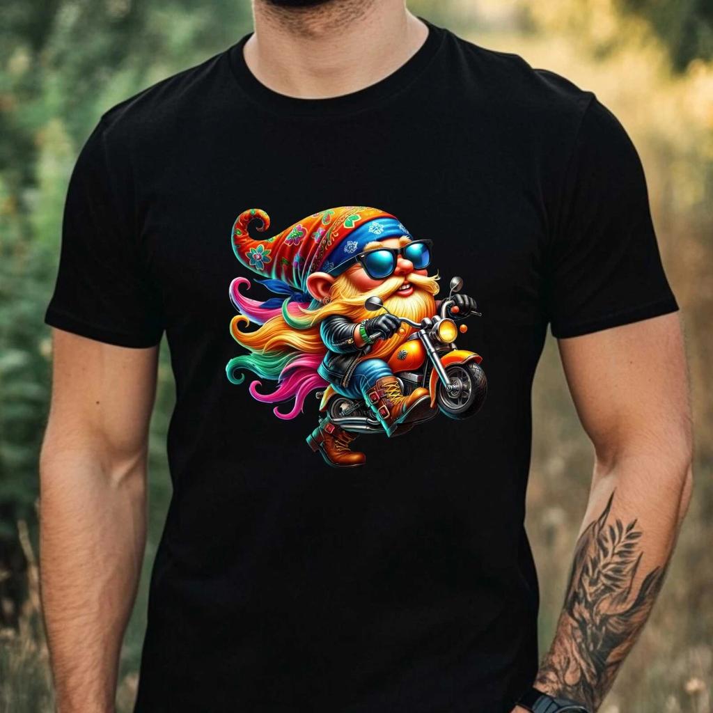 T-Shirt Herren Biker Gnom Motiv Baumwolle Größe XS bis 5XL