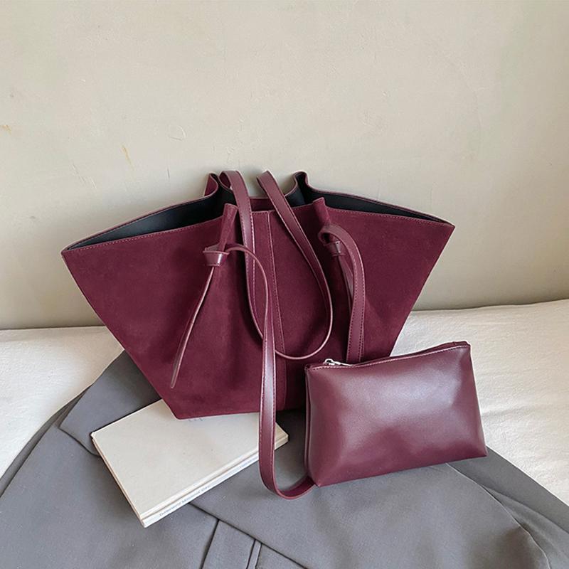 Light Luxury Brand Designer Wing Bag Frosted Suede Tote Bag Solid Color Versatile Large Capacity Women Storage Underarm Bags