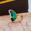 Women's Ring Adjustble With Blue Butterfly  Rings Female Romantic Birthday Elegent Gift Simple Gilr Jewelry Fashion A3M465