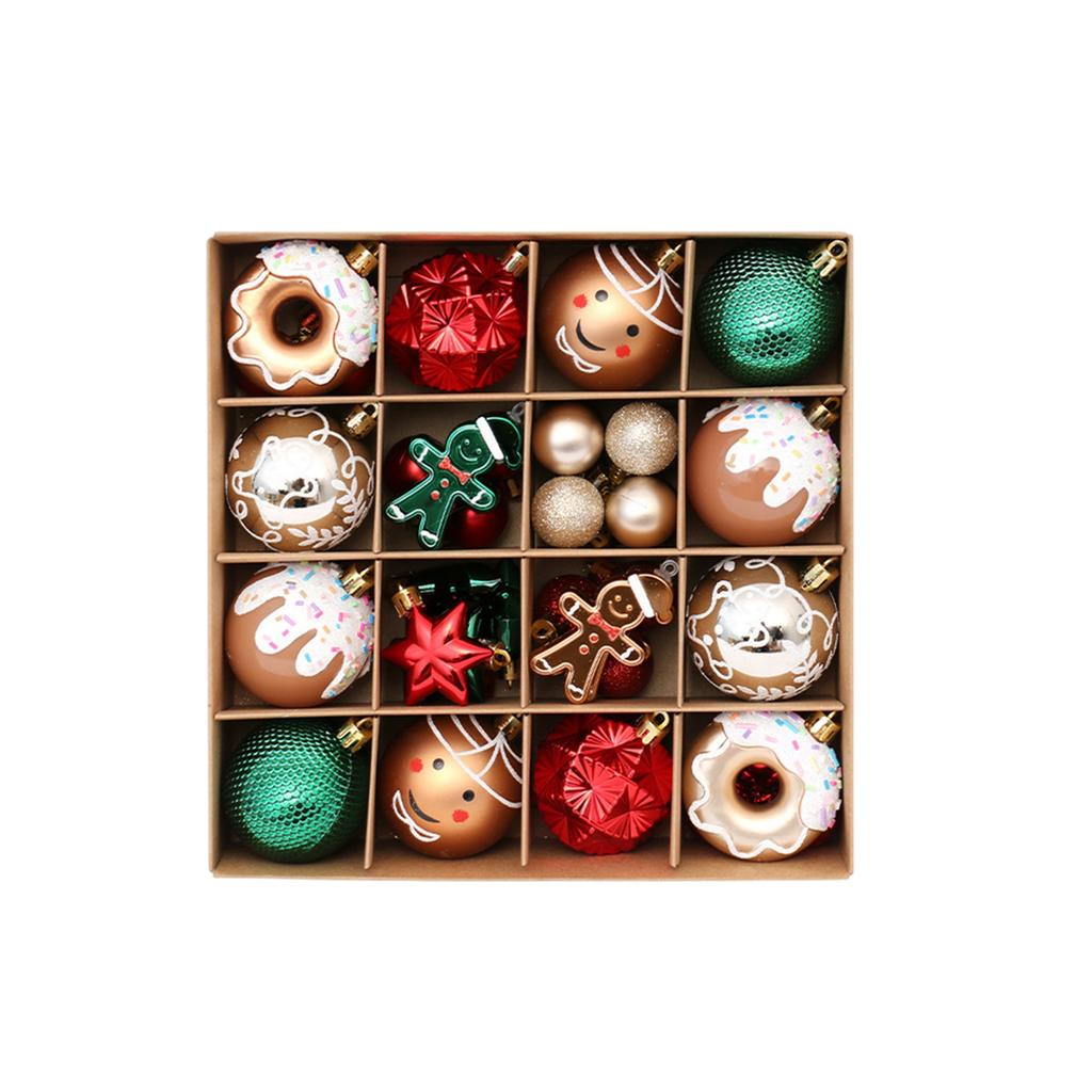 42pcs Christmas Tree Ornament Plastic Ball Decorations For DIY Crafts And Painted Designed Boxes Pendant
