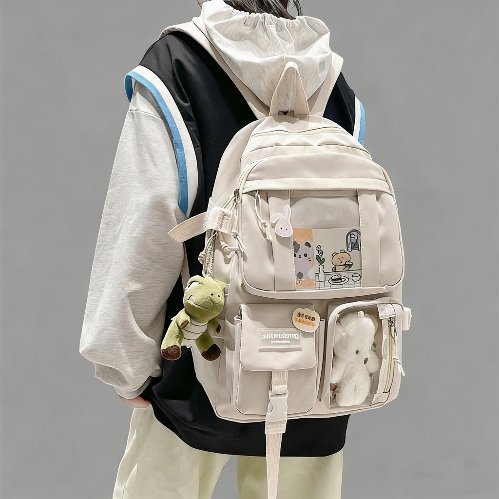 Ins women schoolbag high school student backpack girls' large-capacity backpack