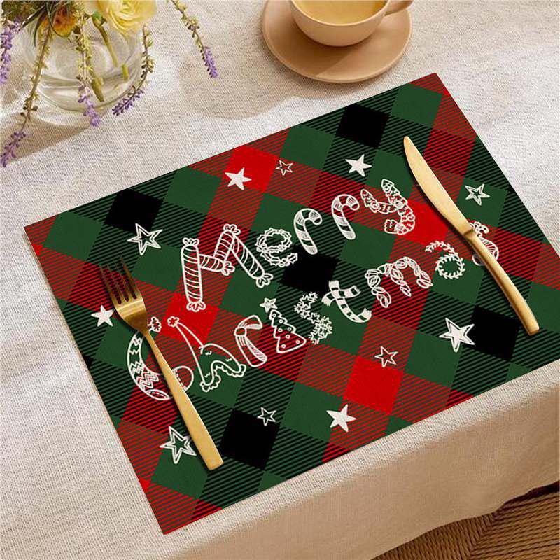 New Year Christmas Table Mat Print: Simple Home Tablecloth Placemat and Decoration