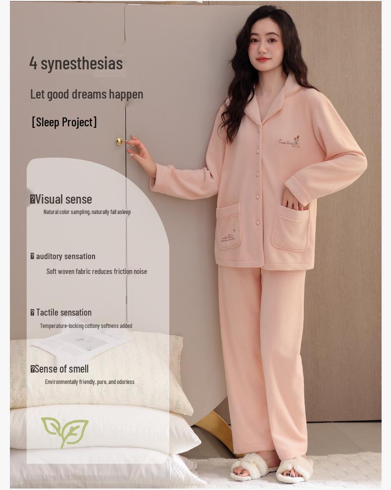 2025 Damen Winter Insel Fleece Pyjama Set - Langarm Oberteil & Hose, Verdickt, Hochwertige Homewear