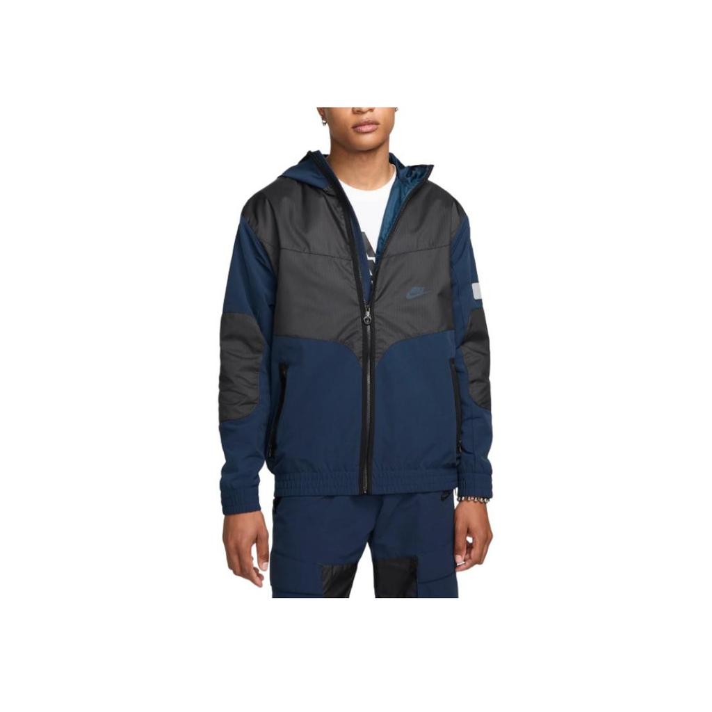 Nike Air Max Color Block Outdoor Casual Sports Zip Hooded Jacket Men Jackets Navy-Blue HF6600-478