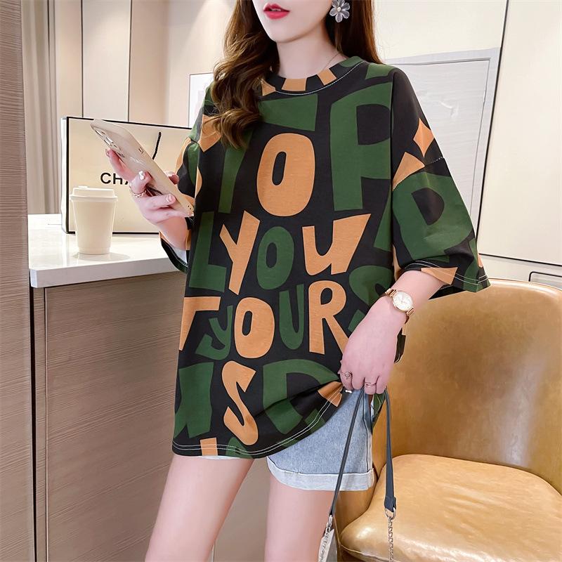 

Лето 2024, женские длинные футболки с буквенным принтом, длинные футболки с рисунком, топы y2k, модная футболка большого размера, уличная одежда унисекс в стиле Харадзюку в стиле хип-хоп