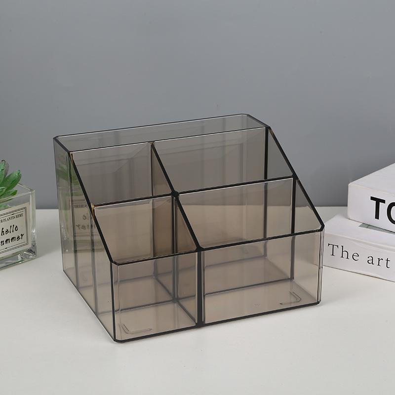 Transparent Acrylic Makeup Organizer Box Pen Holder Desktop Stationery Storage Box Multifunctional Student Office Organizing Box