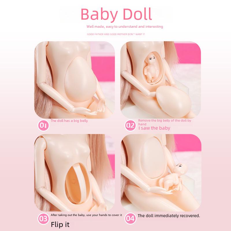 30CM Pregnant Doll with Real Eyes & Long Eyelashes – Multi-Jointed Nude Doll Body