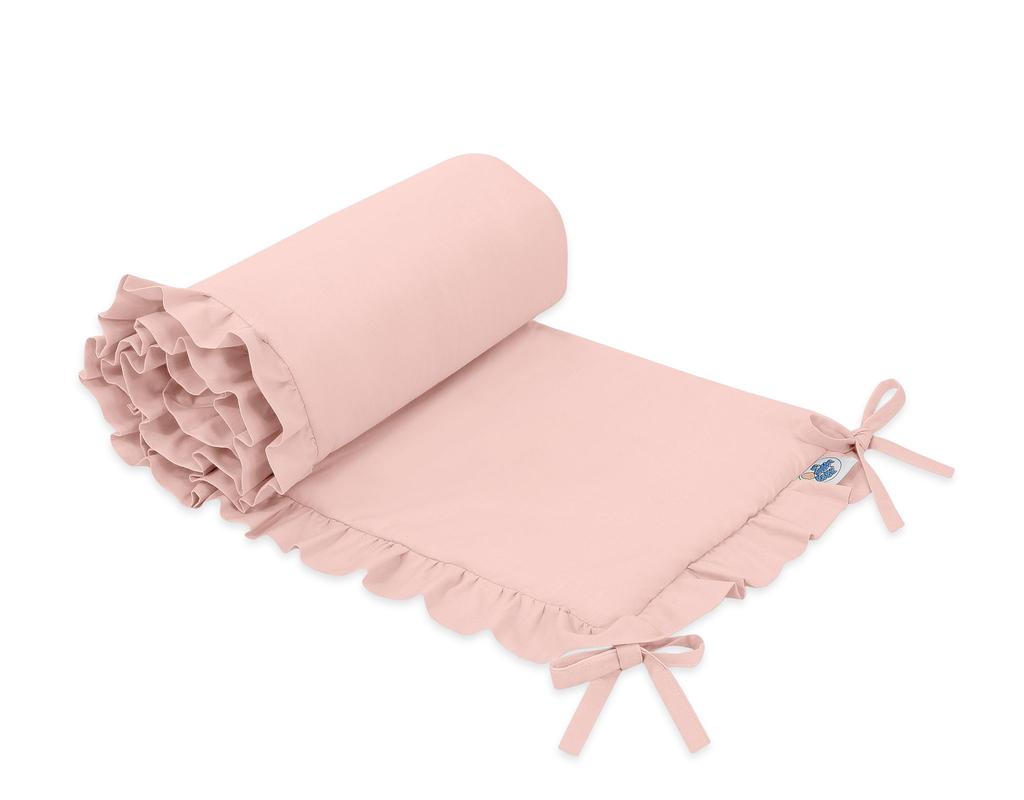 Universal Bumper with Ruffles for a Baby Cot - Dusty Pink
