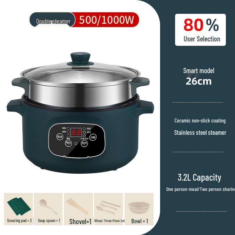 Multi-Functional Electric Cooker: Hot Pot, Stir-Fry, and Noodle Maker for Dorms and Bedrooms