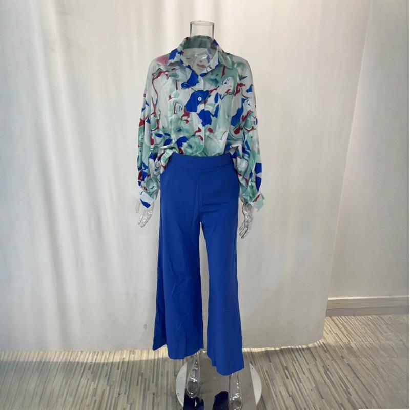 Summer Women's Printed Shirt Style, Loose and Breathable, Stylish Trousers, Fashionable and Casual Set