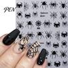 Easy Apply Nail Stickers Halloween Art Stickers, 5D Embossed Skull Pumpkin Ghost Fingertip Decoration Sticker Decals, Waterproof Self Adhesive
