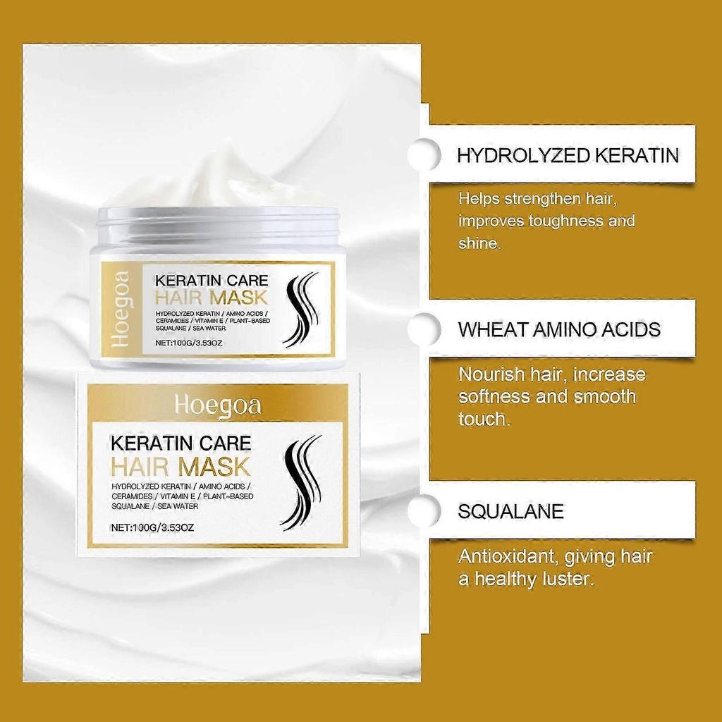 Hoegoa Keratin Hair Mask for Damaged Hair 2-Pack Deep Conditioning Treatment with Natural Ingredients Intense Hydration Repair