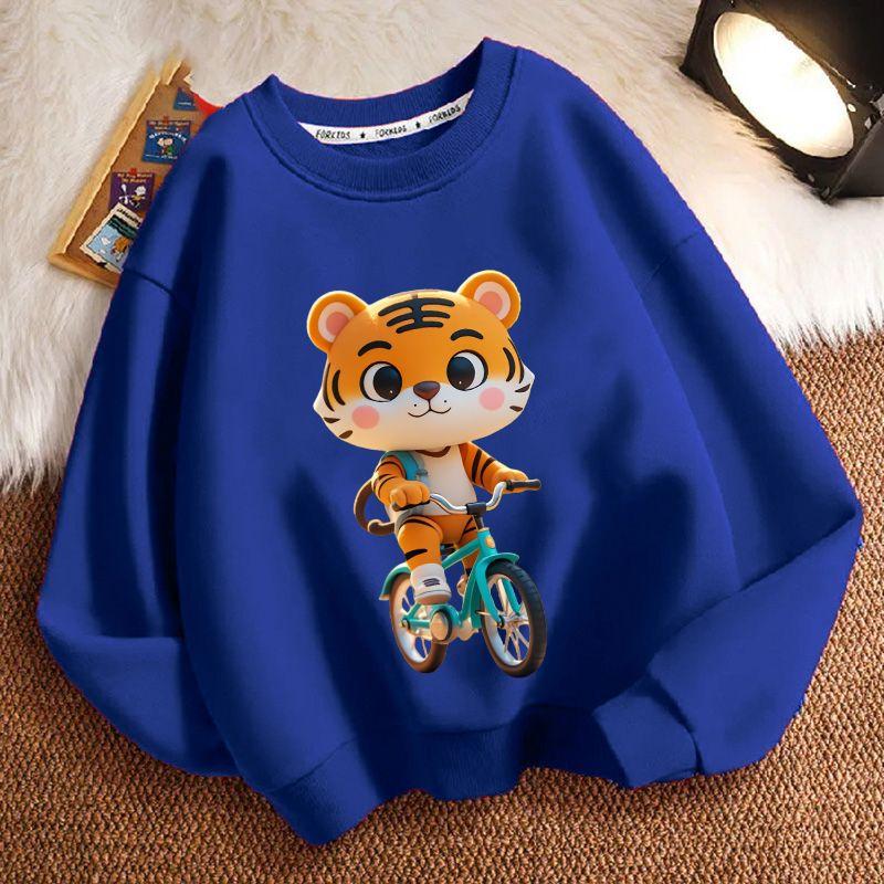 Roztomilá mikina s kapucí pro děti s malým tygříkem, ležérní top pro chlapce a dívky na jaro a podzim