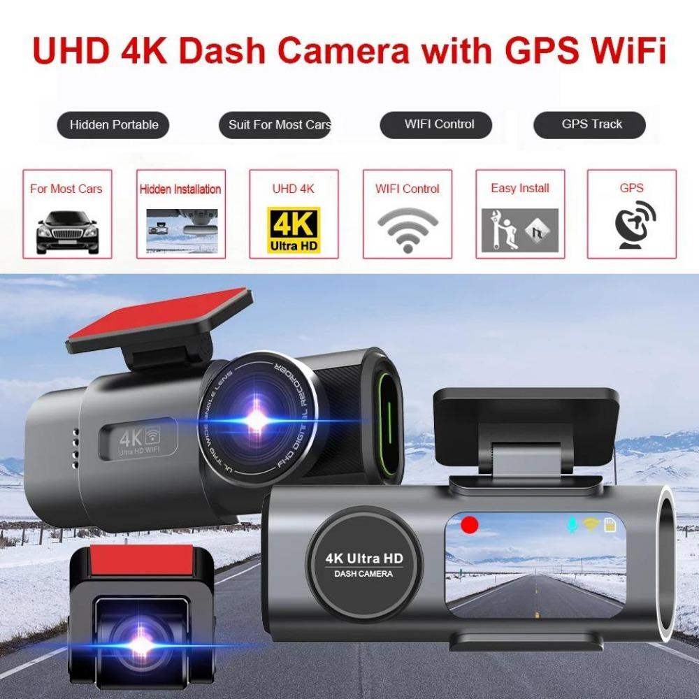 מצלמת דרך 4K קדמית ואחורית, WiFi מובנה, זווית רחבה 170°, ראיית לילה, ניטור חניה 24 שעות, חיישן G, WDR, מסך IPS בגודל 1.47 אינץ' מצלמת דרך לרכב