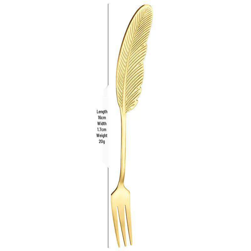 Creative Feather Stainless Steel Fork & Spoon Set for Dessert and Coffee