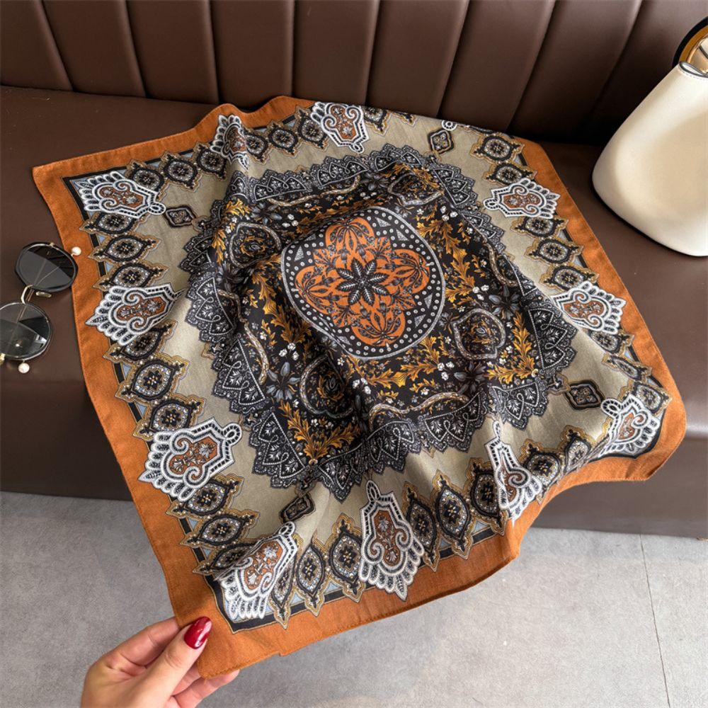 68×68cm Floral Print Scarf Floral Print Paisley Print Scarf Elegant Soft Neck Scarves  for Women