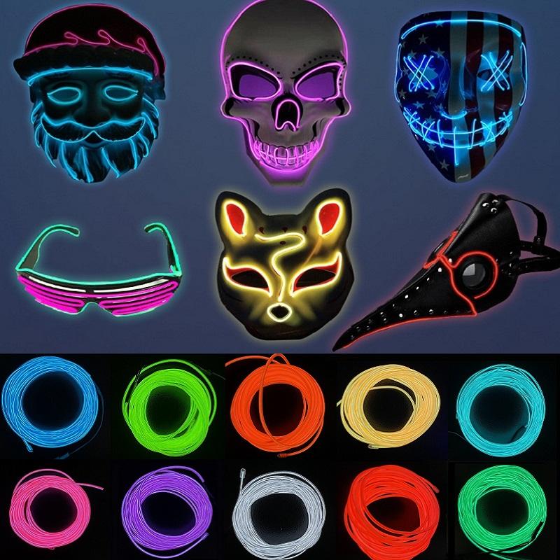 WAK1 1M/3M/5M/10M Flexible Neon Light EL Wire Led Neon Dance Party Atmosphere Decor Lamp RopeTube Waterproof Multicolor Led Strip