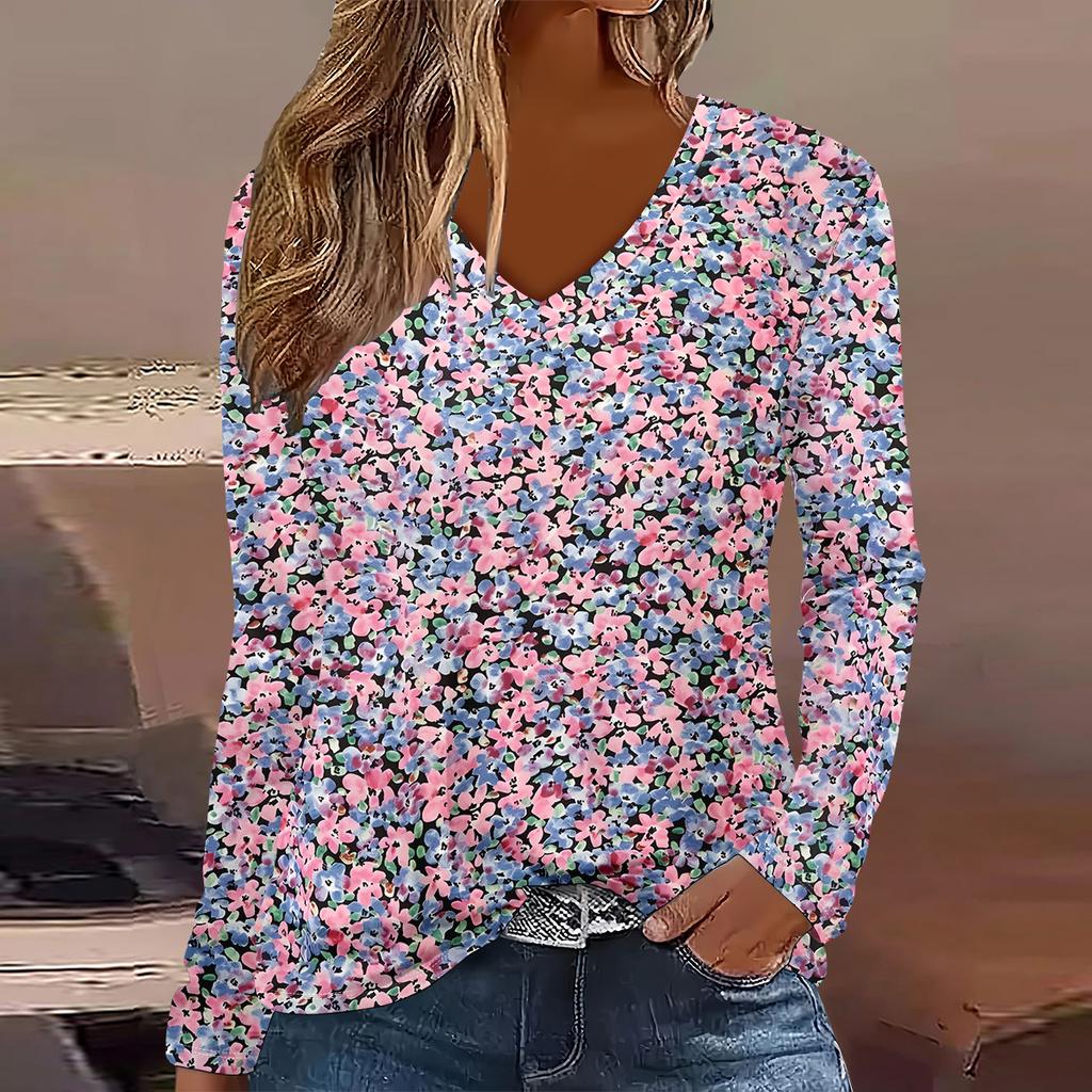 Summer New Fashion Women’s Casual  Long Sleeve Printed T-shirt