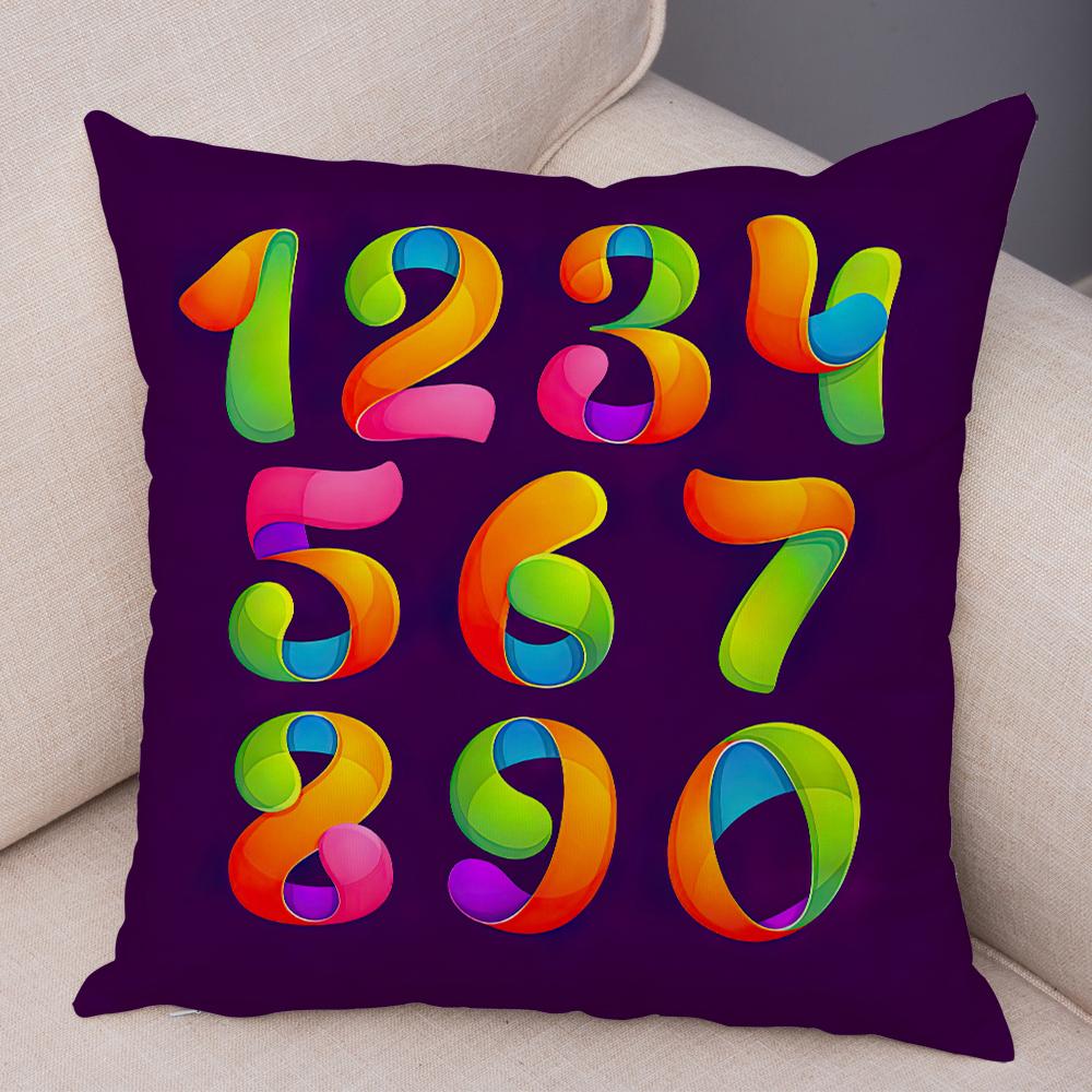Creative Colorful Abstract Number Cushion Cover Double Sided Soft Polyester Home Decor Pillow Case