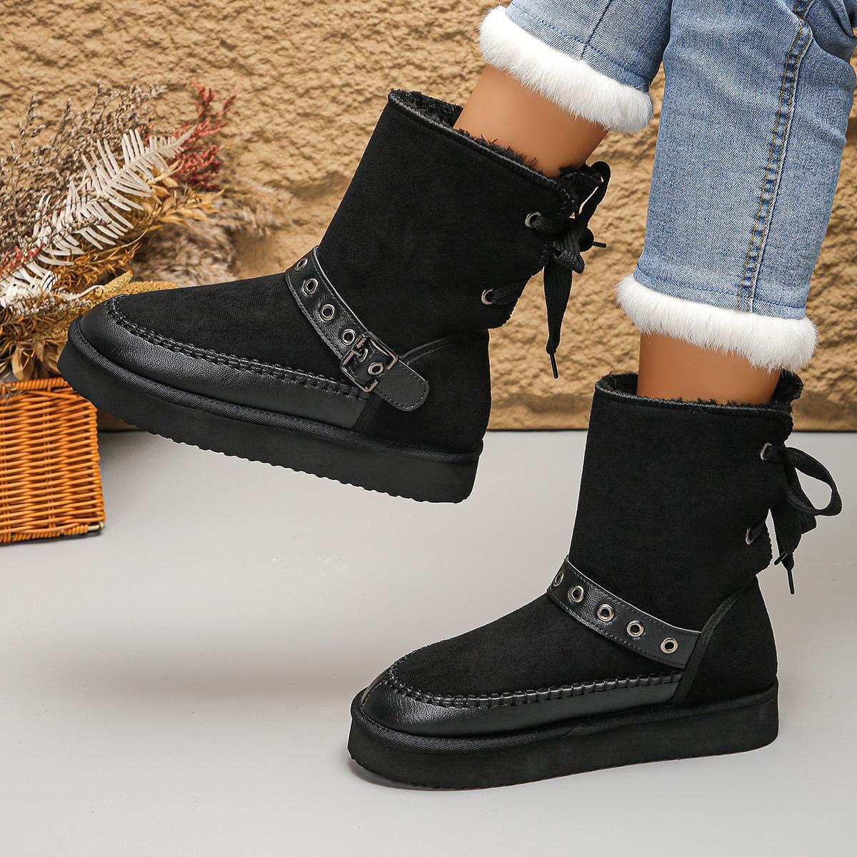 

Women Flats Boots 2024 Winter New Fashion Soft Western Cowgirl Style Buckle Women Boots Casual Comfortable Warm Shoes for Women 36 бежевый