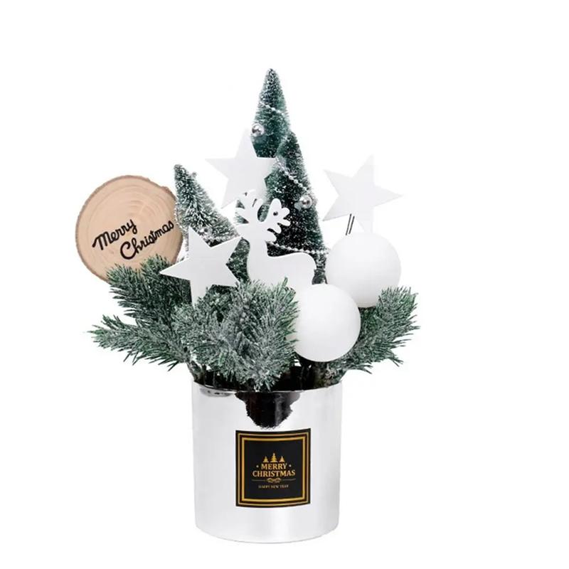 CYCLI-Artificial Pot Christmas Tree Desktop Miniature Christmas Trees Desktop Miniature Christmas Trees Fake Potted Christmas