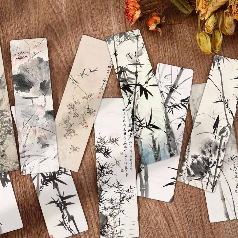 Chinese Ink Painting Bookmarks: 24 Sheet Set of High Aesthetic Student Reading Markers, Perfect As Cultural Creative Paper Gifts