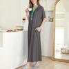 Women's Nightgown Home Clothes Short Sleeve Nightgown With Pockets Long Dress