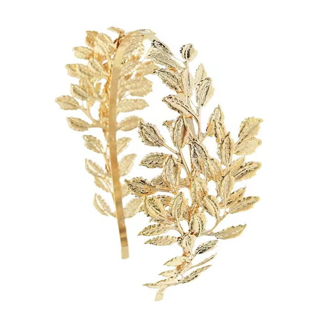 Vintage Gold Leaf Headband for Formal Event Hair Vine Wedding Bride Hairhoop Evening Banquet Hair Styling Accessories