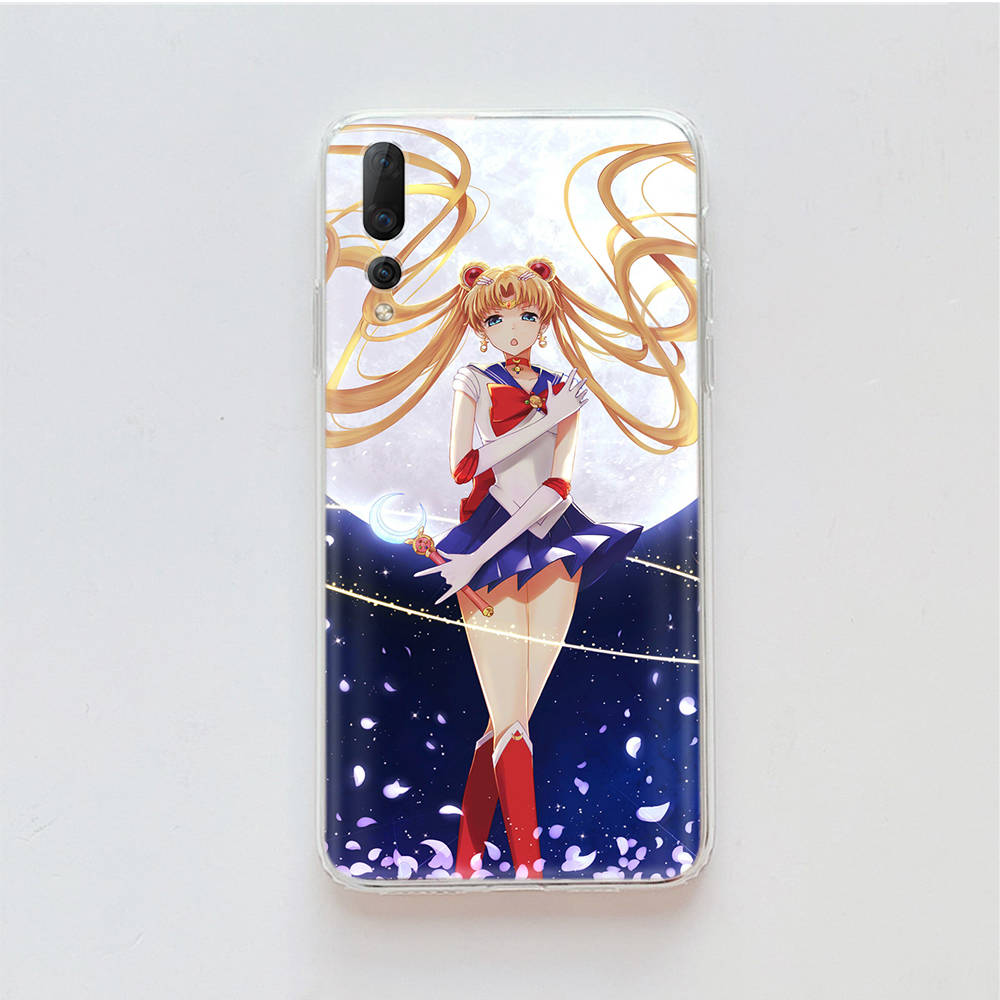 Transparent Case for Samsung A04 A14 A23 M33 M53 Realme 10 9 C35 C55 VIVO X80 Infinix Hot 30 Note 11 Tecno Spark 8P Pro W-67 Sailor Moon Girls